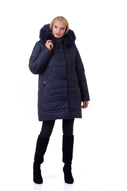 Женская зимняя синяя куртка с мехом. 48-66р Киев - изображение 3