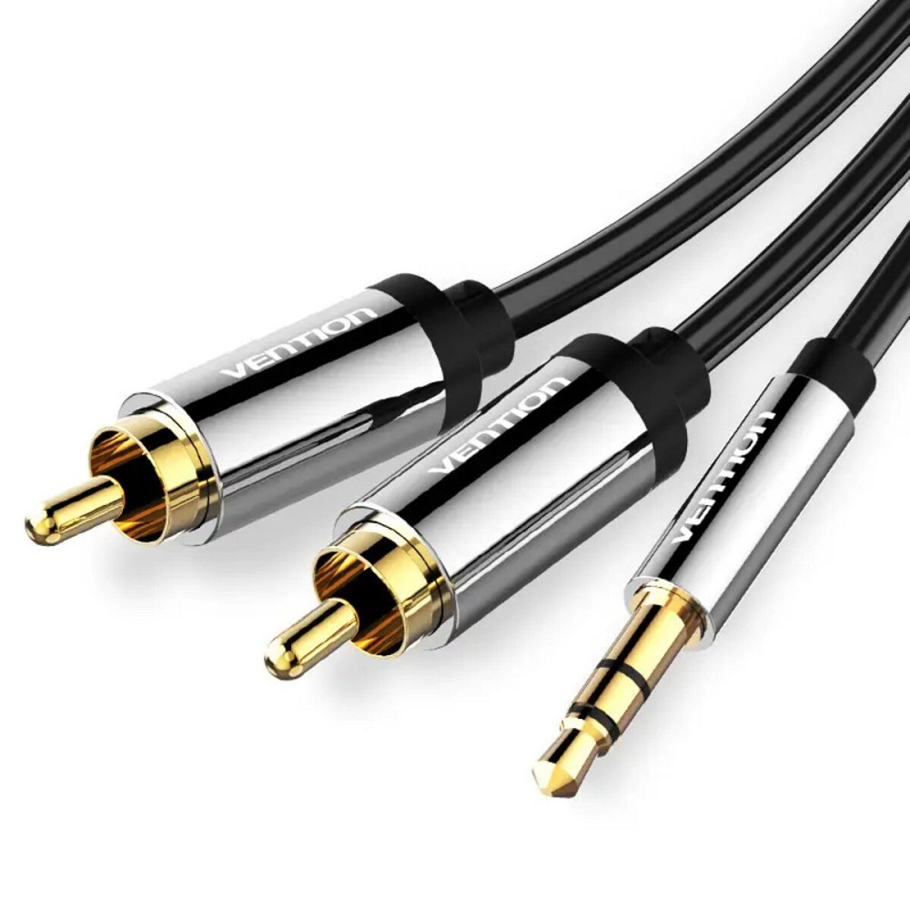 Кабель Vention 3.5mm Male to 2RCA Male Audio Cable 3M Black Metal Type (BCFBI) Київ - фото 2