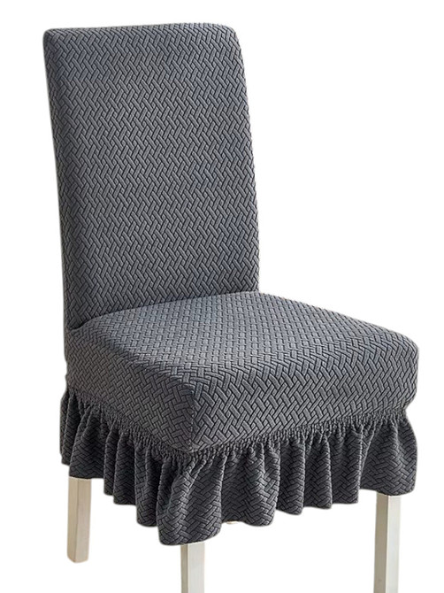 Універсальний чохол накидка на стілець зі спинкою натяжний єврочохол жаккард цеглинки спідниця Royan Біла Церква - фото 2