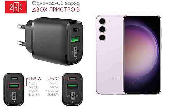 Сетевое зарядное устройство для Samsung Galaxy S23 Ultra, 20W 3A, Quick Charge 3.0 Киев