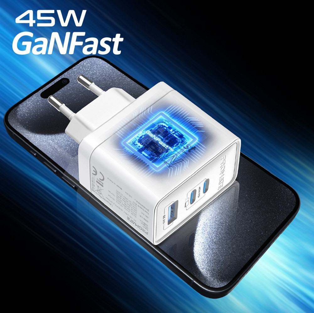 Зарядний пристрій Promate PowerPort 45 W White ( Чорний ) Харьков - изображение 7