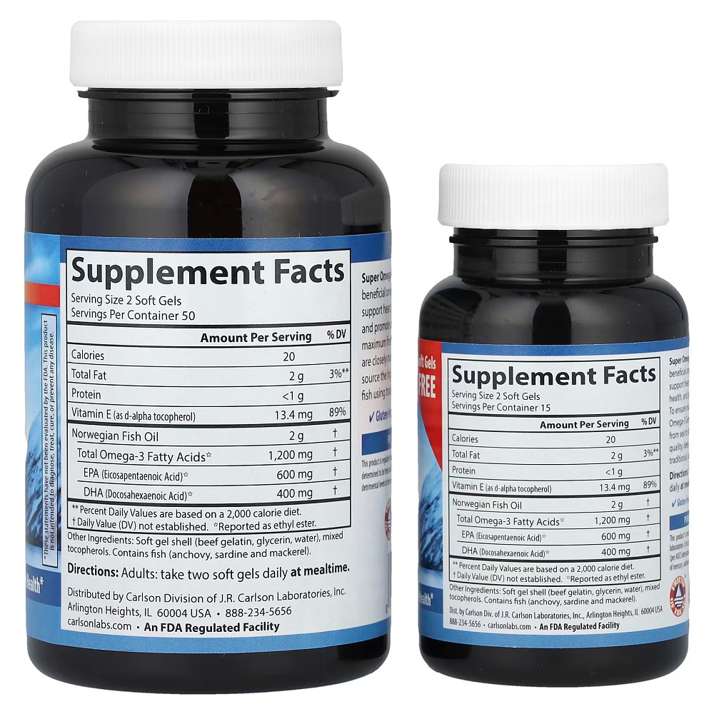 Рыбий жир (Super Omega-3) Carlson Labs, 1200 мг 100 капсул Київ - фото 4