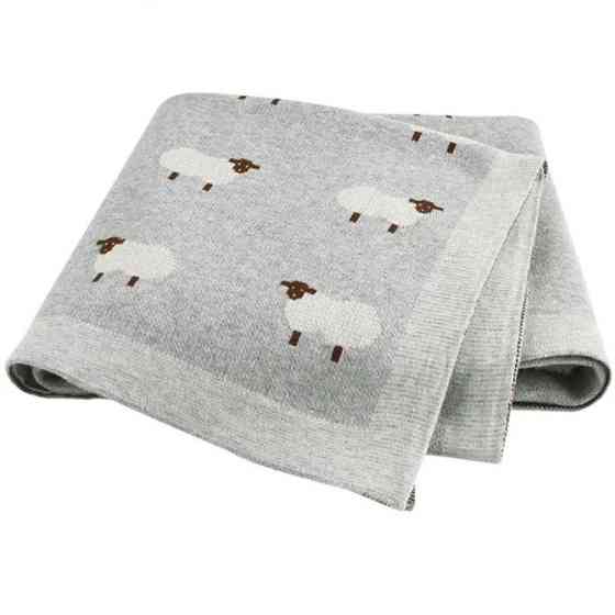 Плед Дитячий Lovely Svi Бавовна 80х100 см В'язаний Сірий Вівці (3180223) Київ