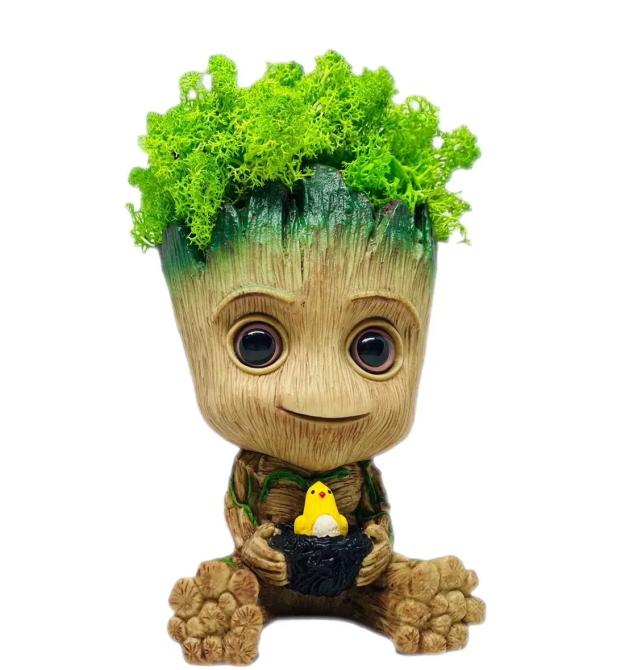 Горщик Грут Groot G9 Малюк з птенцем + стабілізований мох (Зелений) Вінниця - фото 10