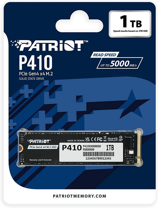 Накопичувач  SSD 1TB Patriot P410 M.2 2280 PCIe NVMe 4.0 x4 TLC (P410P1TBM28H) ( 12715 ) Харків - фото 1