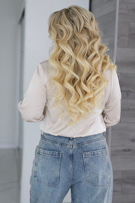 Жіноча шовкова сорочка класична Milena Батал 50-52, Бежевий Київ - фото 4