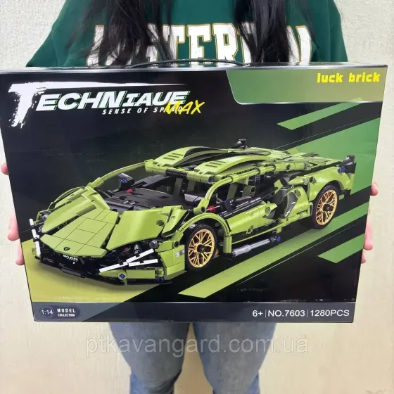 Конструктор на радиоуправлении машинка Ламборгини Сиан 1280 деталей с пультом зеленая J 2002 M Хмельницкий