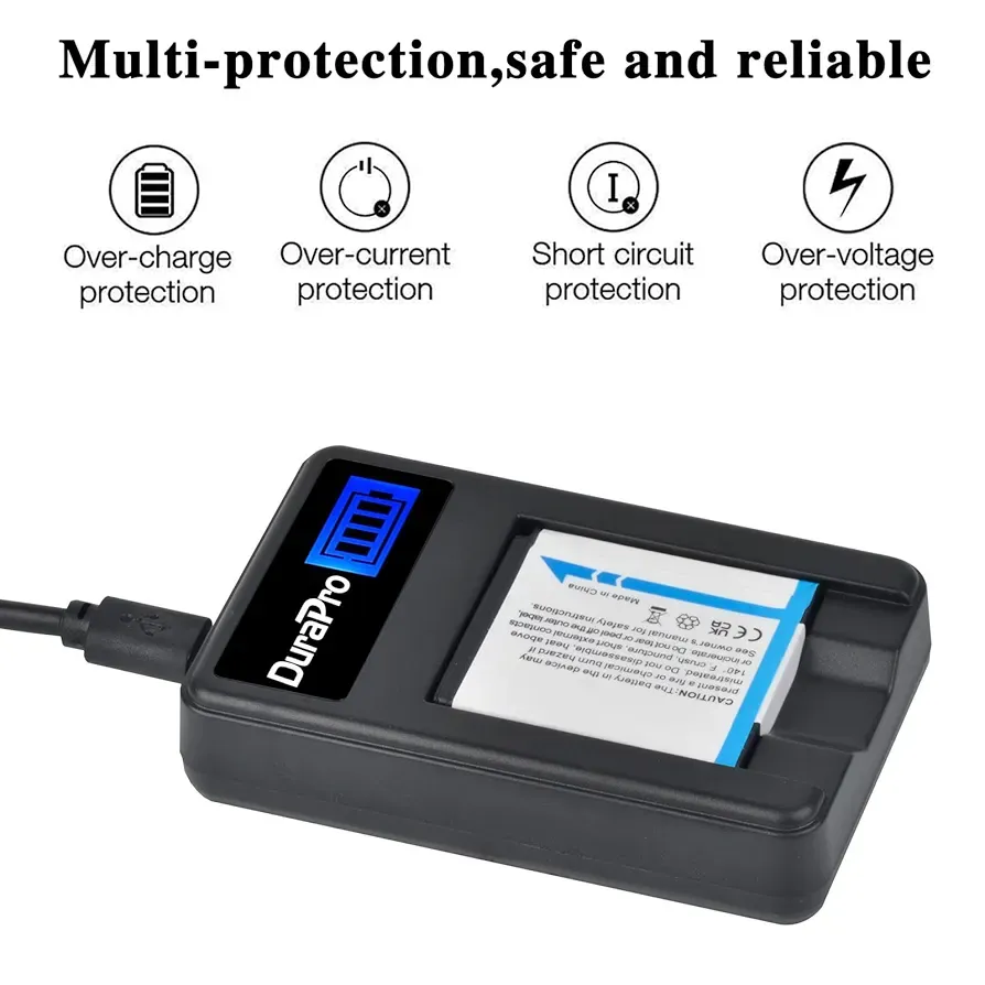 Комплект зарядний пристрій та 2 акумулятори на 1300 mAh DuraPro для Canon NB-6L Луцьк - фото 2