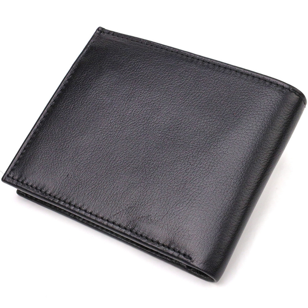 Классическое горизонтальное мужское портмоне из натуральной кожи флотар CANPELLINI 21778 Черное Киев - изображение 9