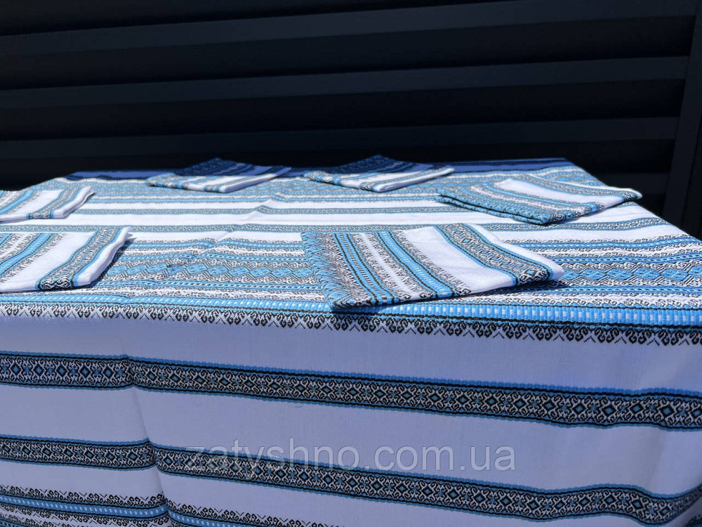 Вишита скатертина блакитна з серветками Київ - фото 8