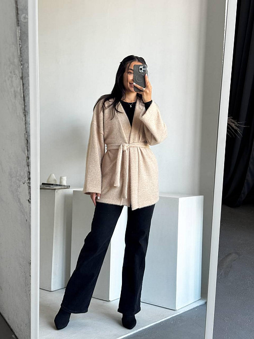 Жіночий теплий модний кардиган альпака Бежевий, 46/48 Одеса - фото 3