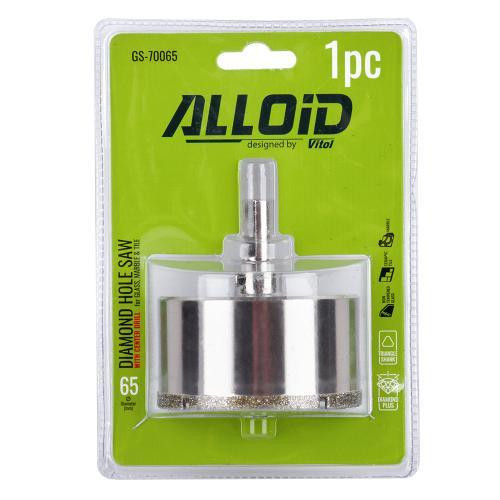 Свердло корончате алмазне по склу та кераміці 65мм з центрувальним свердлом Alloid Одеса - фото 2
