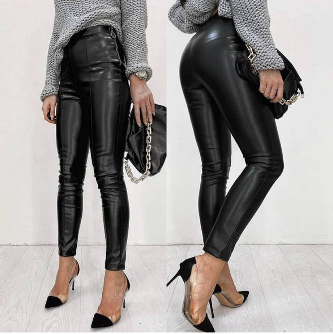 Теплые кожаные лосины на меху осень-зима Dendi 46 Киев - изображение 5