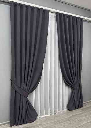 Комплект готових штор VR-Textil Вельвет Velanta № 1879ш Графітовий 200х290 см 2 шт (32-256) Київ