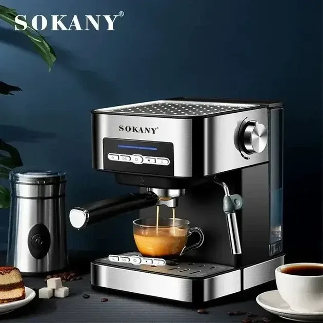Рожковая кофеварка эспрессо Sokany SK-6863 15 бар, 850 Вт: кофемашина с капучинатором, 1.6 л, сброс давления, 15bar Одесса - изображение 1