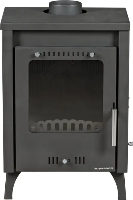 Піч-камін на дровах Hosseven 5010 OLYMPUS сталева буржуйка з чавунною топкою 7.5 кВт до 60 м2 верхній димохід Туреччина Тернопіль - фото 2