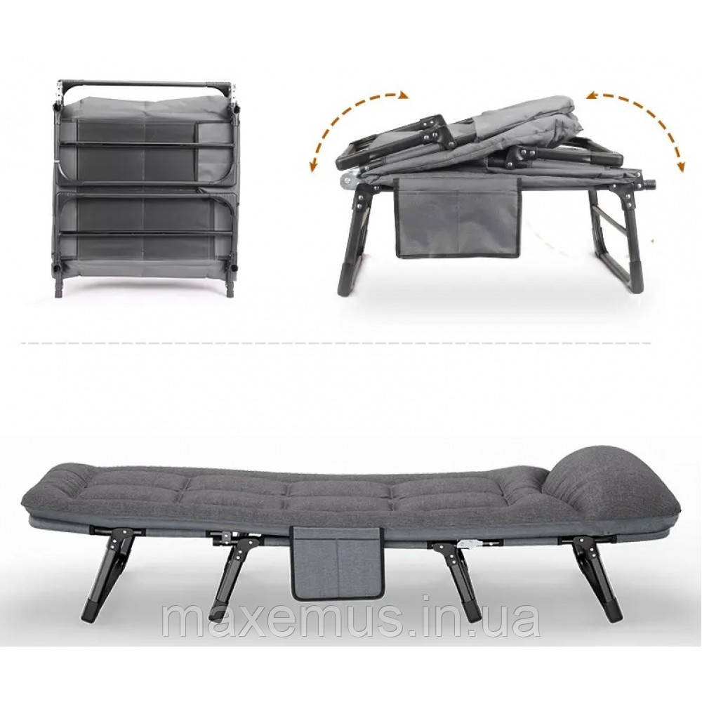 Розкладне крісло шезлонг ліжко Bonro 200 см Садовий лежак пляжний шезлонг темно сірий Мостиська - фото 3