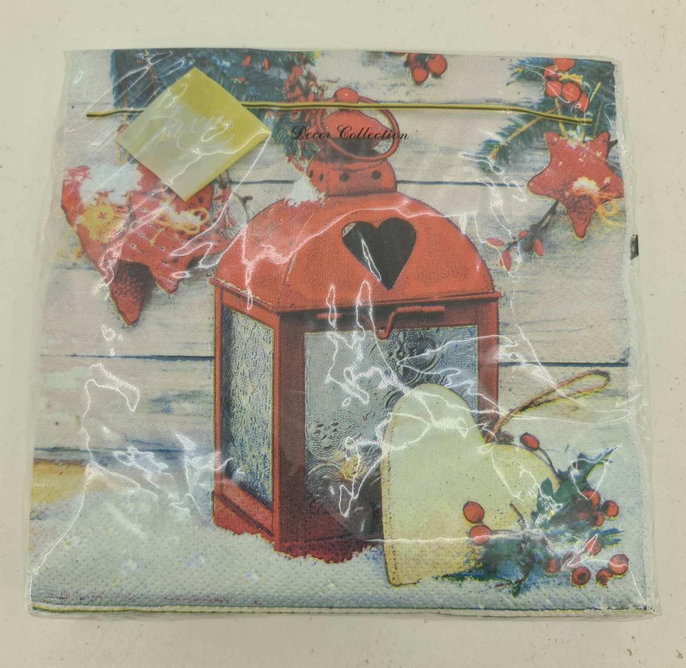 Новогодняя бумажная салфетка (ЗЗхЗЗ, 20шт) LuxyНГ Рождественский фонарь (846) (1 пачка) Харьков - изображение 4