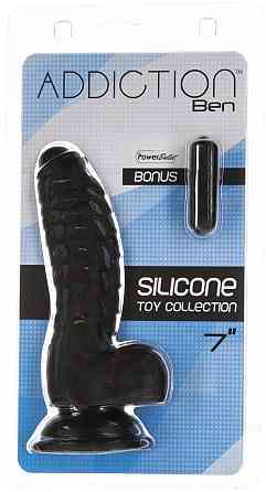 Фалоімітатор ADDICTION Ben 7" Dildo With Balls Black, віброкуля в подарунок Sex Aura Київ