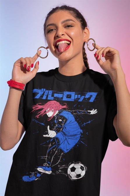 Футболка для хлопчика з аніме принтом Кхігірі Хйоума Блуе Локк оверсайз (зріст від 165 до 180) Чорний AnimeJ0397m Дніпро - фото 1