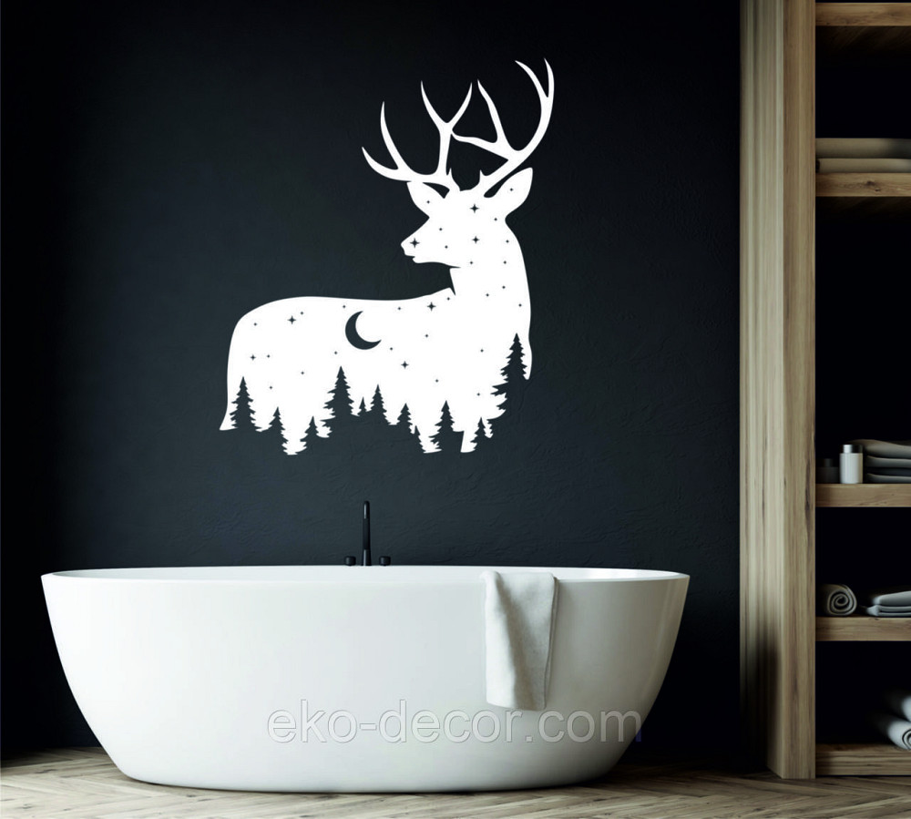 Декоративное настенное Панно «Новогодний олень» Декор на стену 50*42 см, Белый Киев - изображение 4