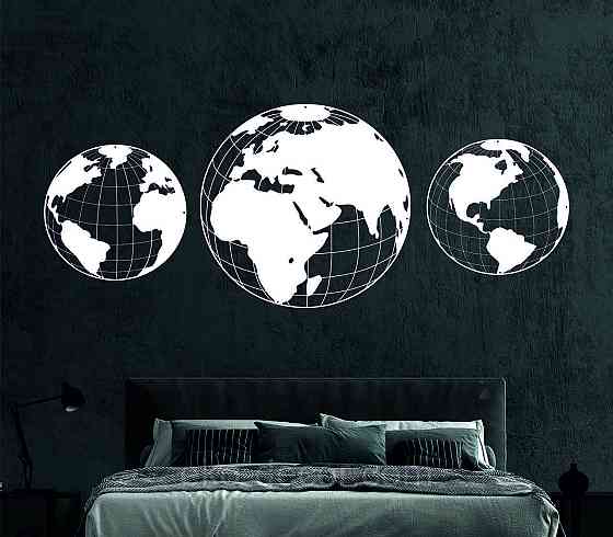 Декоративне настінне Панно «Глобус», Декор на стіну 70*171 см, Білий Київ