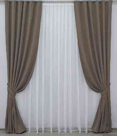 Комплект готових штор VR-Textil Мікровелюр SPARTA № 1035ш Какао 150х285 см 2 шт (30-825) Київ