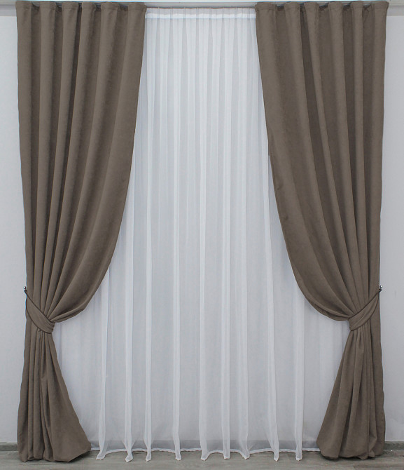 Комплект готових штор VR-Textil Мікровелюр SPARTA № 1035ш Какао 150х285 см 2 шт (30-825) Київ - фото 2