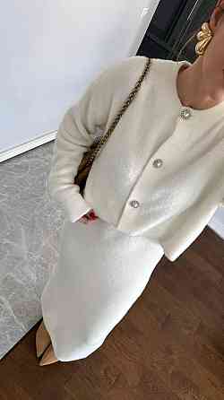 Женский теплый элегантный костюм двойка: кофта + юбка миди плотная двойная ангора Одесса