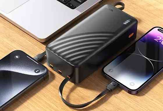 Павербанк 30000mAh со встроенными кабелями HOCO J146B является ОПТ, дропшипинг Киев