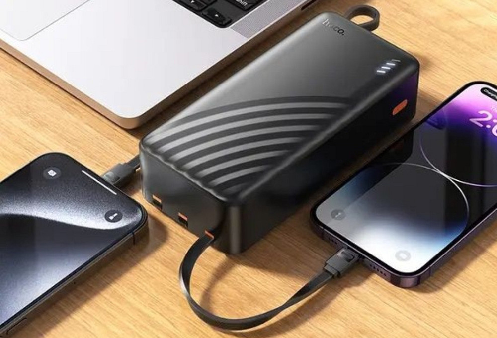 Павербанк 30000mAh з вбудованими кабелями HOCO J146B є ОПТ, дропшипінг Київ - фото 1