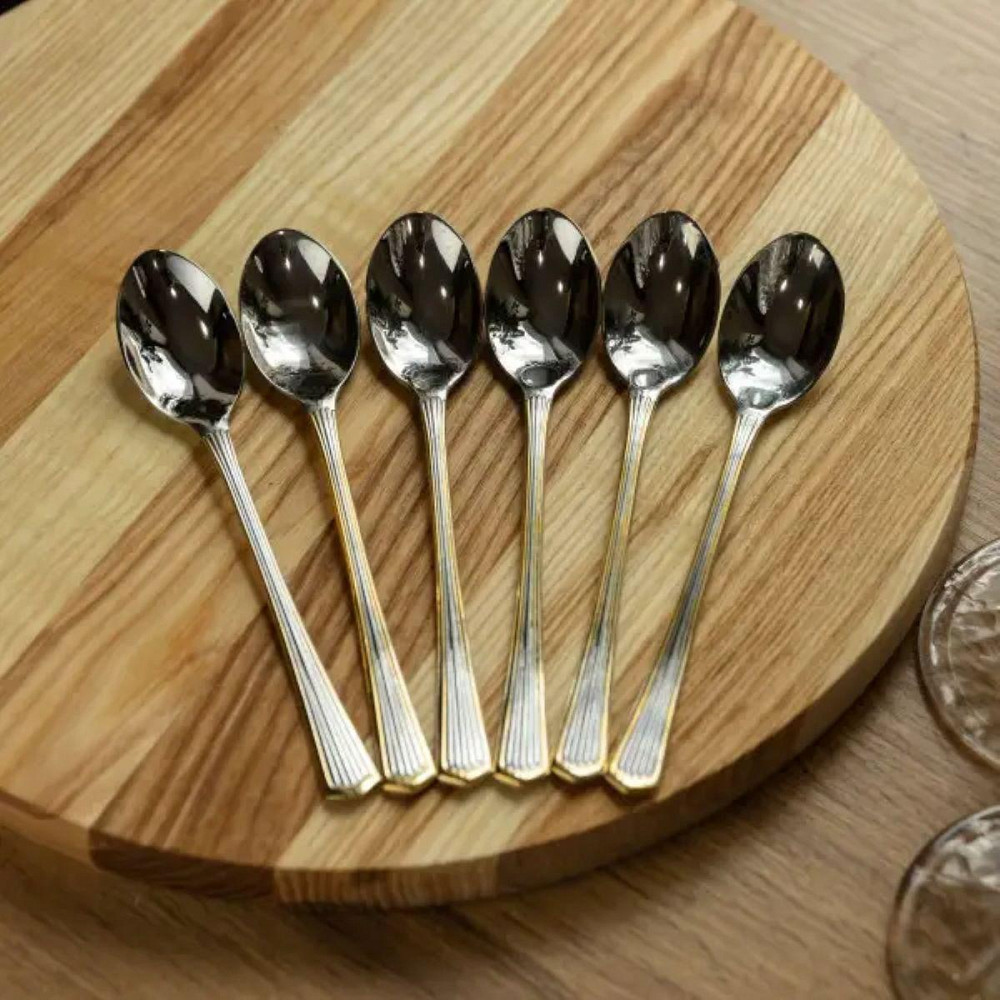 Набор чайных ложек 6 шт с золотой обводкой Киев - изображение 2