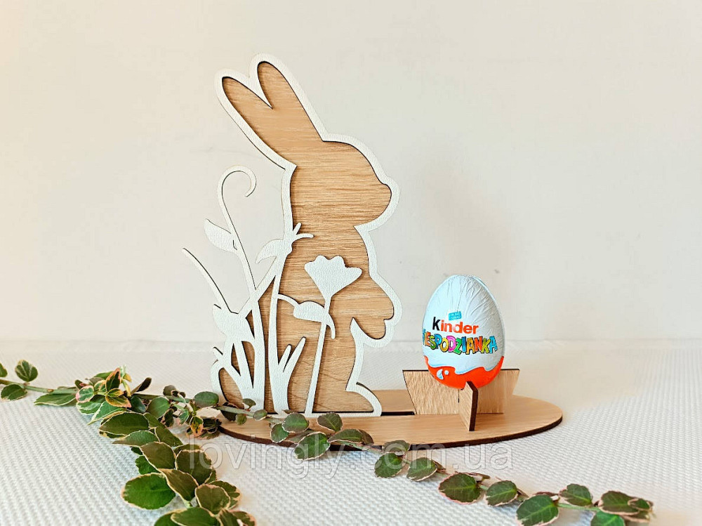 Пасхальный кролик с подставкой под шоколадное яйцо 20см Ирпень - изображение 3