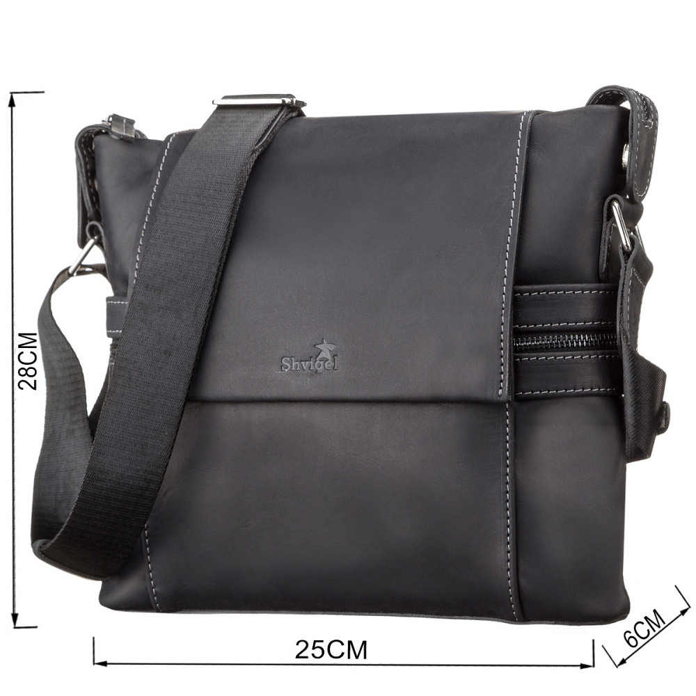 Сумка мужская SHVIGEL 11096 кожаная Черная Киев - изображение 3