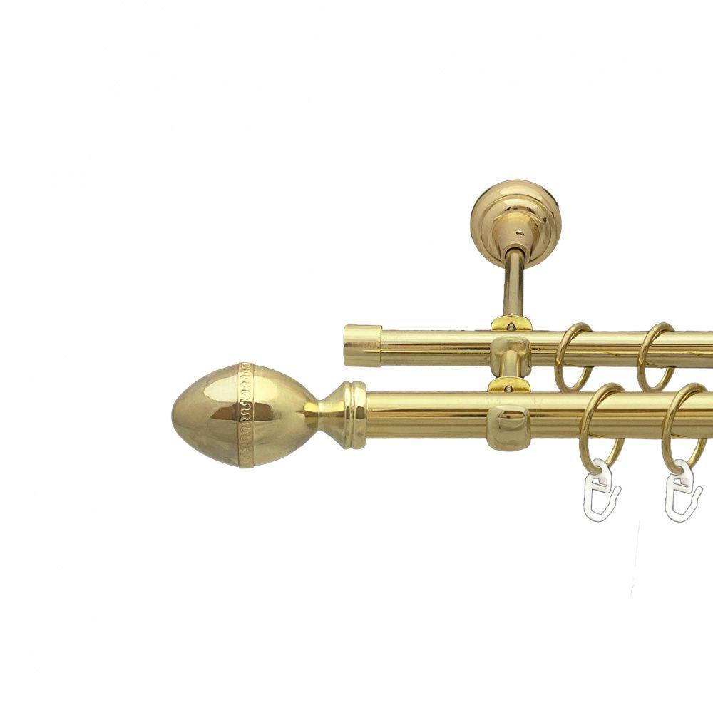 Карниз Orvit Фарже металевий дворядний відкритий гладка труба кільце металеве Золото 19\16 мм 160 см (00-00013054) Львів - фото 1