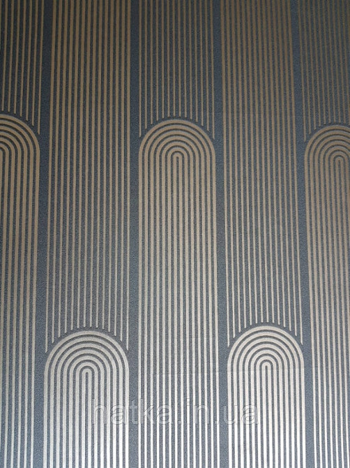 Шпалери вінілові на флізелін AS creation New-life геометрія структурні смуги напівкола золотисті чорні Київ - фото 2