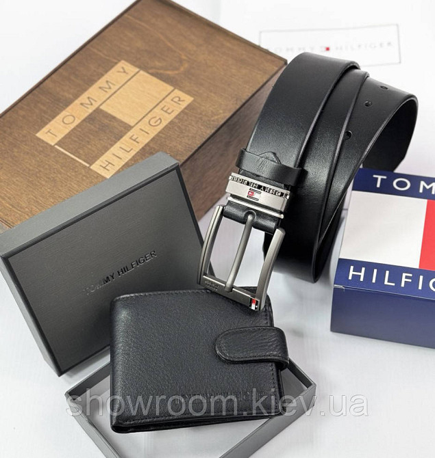 Чоловічий подарунковий набір ремінь та портмоне в дерев'яній коробці TH (073) Київ - фото 1