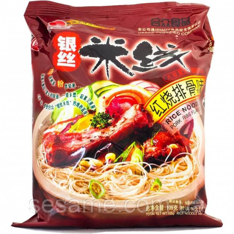 Рисова вермішель швидкого приготування зі смаком смажених реберець Hezhong 105г Харків - фото 1