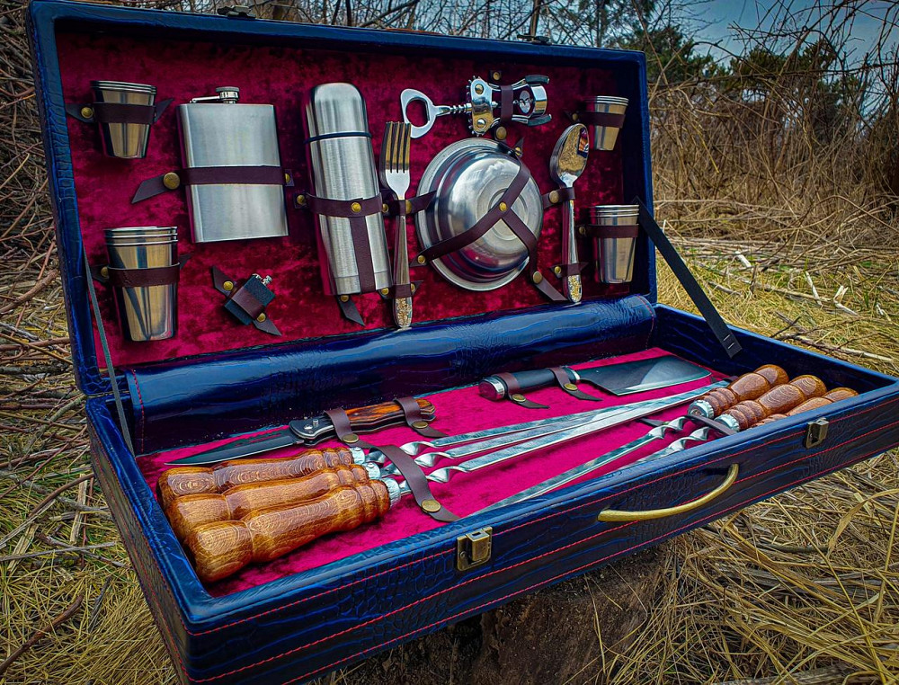 Подарочний набір для шашлика в кожаному кейсі ідеальний подарунок мужу VIP 4 Тернопіль - фото 1