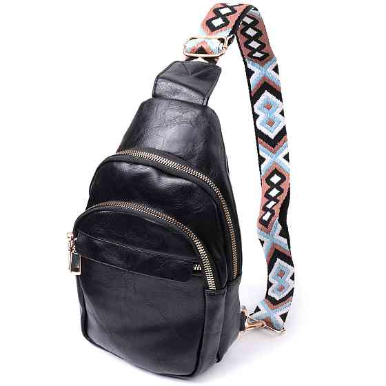 Сумка невеликого розміру з однією лямкою через плече з гладкої екошкіри Чорний (Vintage) Київ