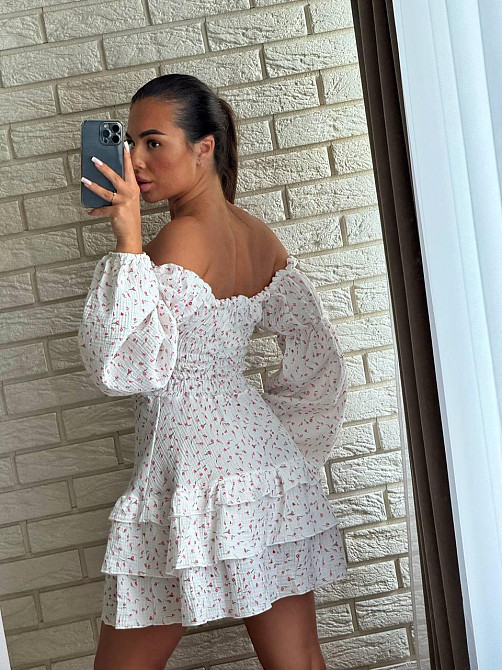 Жіноча романтична міні сукня у квітковий принт муслін 100% бавовна Одеса - фото 4