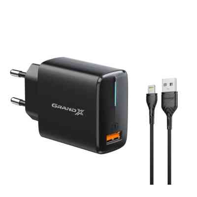 Зарядний пристрій Grand-X Quick Charge QС3.0 + cableUSB-Lightning (CH-550BL) Вінниця
