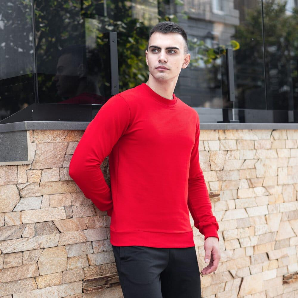 Світшот чоловічий однотонний червоний Pobedov 001 Київ - фото 2