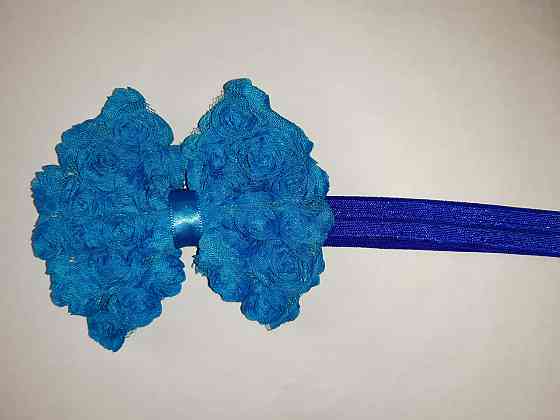 Детский голубой+синий бантик-повязка - бант около 10см,окружность 36-50см Киев