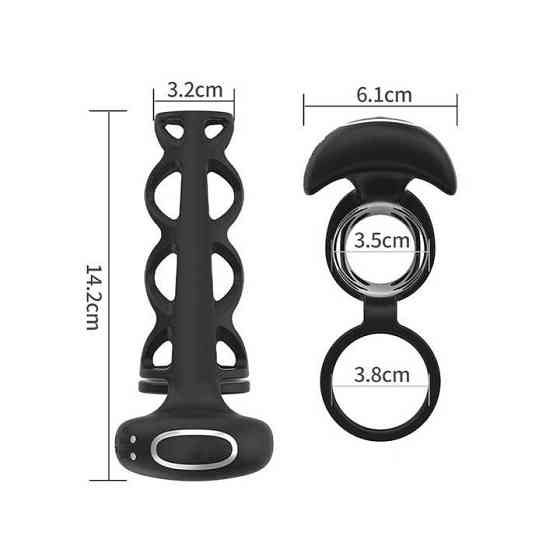 Насадка с вибрацией на пенис и мошонку Black Velvets Penis Sleeve Винница