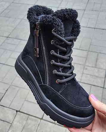 Детские черные зимние ботинки для девочек  32,33,34,35 Николаев