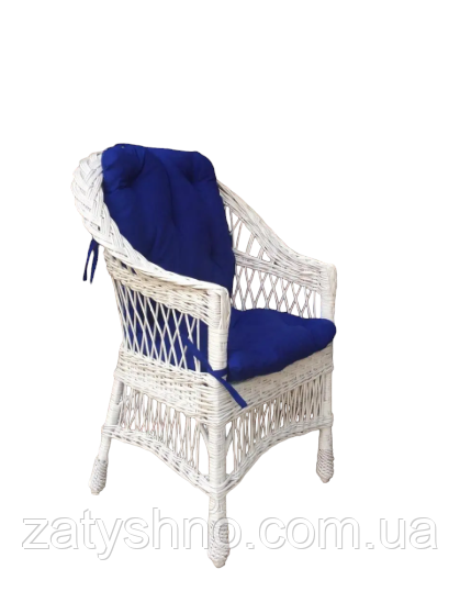 Кресло из лозы белое с синей накидкой Киев - изображение 1