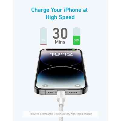 Дата кабель USB 2.0 AM to Lightning 1.8m 322 White Anker (A81B6H21) Винница