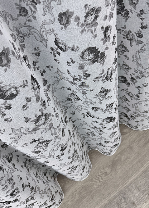 Тюль VR-Textil 909т Flora Батист Білий з чорно-білим 200х270 см (42-1165) Київ - фото 8