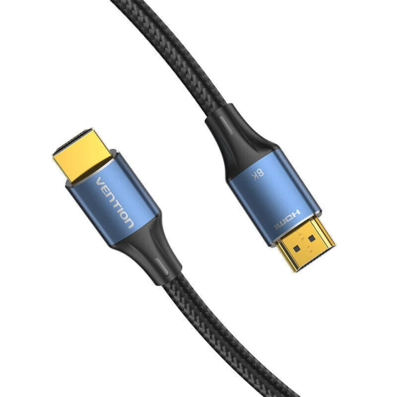 Кабель Vention Cotton Braided HDMI-A Male to Male HD v2.1 Cable 8K 5M Blue Aluminum Alloy Type (ALGLJ) Київ